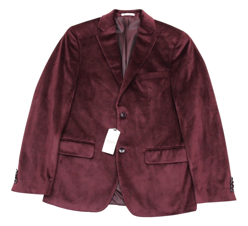 $295 Alfani Blazer 38 R Mens Slim Fit Burgundy Red Velvet Sport Coat Jacket New